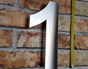 Large Brushed Stainless Steel Floating House Number (12 inch)
