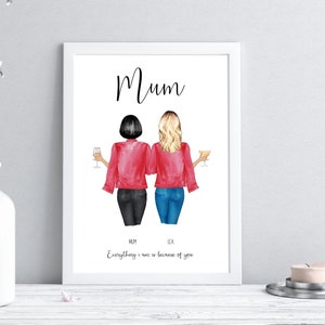 Mother and Daughter Print | Mothers Day Gift | Mum Print | Daughter Print