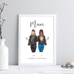 Mother and Daughter Print Birthday Gift Family Print Mum Gift Mothers Day Gift Daughter Gift PRINT ONLY image 1