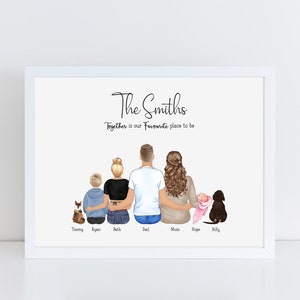 Personalisierte Familie Druck | Geschenkidee Familie Drucke | Personalisiertes Familiengeschenk | Familie Illustration