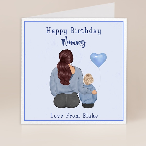 Mummy Birthday Card | Portrait Illustrated Card | Card for Mum Mom Mommy | To a Special Mum | Birthday Card for Her | 30th 40th 50th 60th