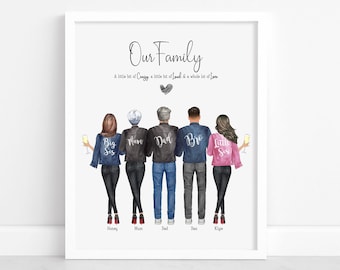 Personalised Family Print | Home Gift | Fun Family Prints |  Personalised Family Gift | Family Illustration