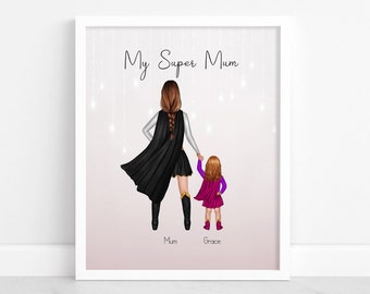 Personalised Super Hero Mum Print | Superhero print | Mother day gift | Mum Gift | PRINT ONLY