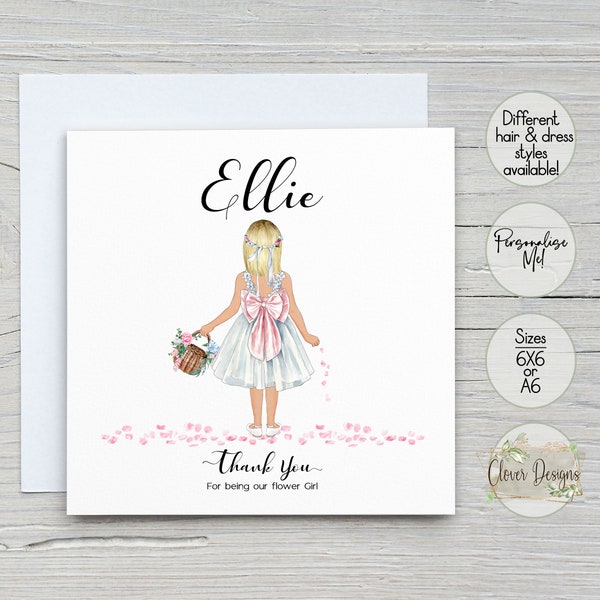 Wedding Flower Girl Thank You Card - Etsy UK