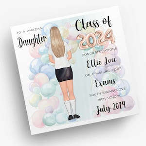 Gepersonaliseerde schoolverlaterkaart | Gefeliciteerd met het behalen van je examens | Klasse van 2024 | Examenkaart afmaken | Dochter | Kleindochter