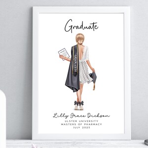 Gepersonaliseerde afstudeerprint |  Gepersonaliseerde afstudeercadeau voor haar | Aandenken aan afstuderen | Afstudeercadeaus | Afstudeerprint