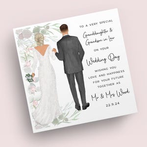 Cartão de casamento para neta e neto | Cartão para o dia do seu casamento | Presentes de casamento