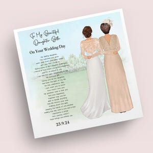 filha em seu dia do casamento cartão comemorativo | Cartão de casamento com poema | Cartão de casamento para filha da mãe mãe