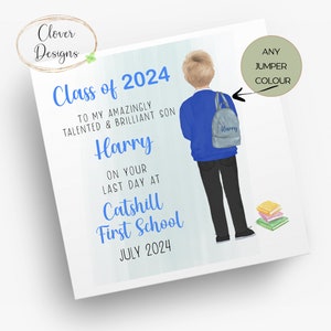 Tarjeta de finalización de estudios personalizada / Último día de clases / Primera escuela primaria / Promoción de 2024