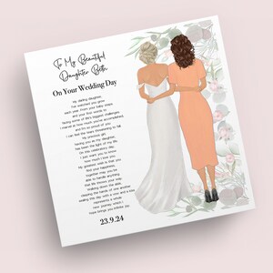 filha em seu dia do casamento cartão comemorativo | Cartão de casamento com poema | Cartão de casamento para filha da mãe mãe