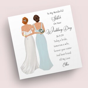 à ma sœur le jour de votre mariage | carte de mariage soeur | Cartes de mariage Cadeaux