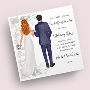 Cartão de casamento Son & Daughter Law | Cartão no dia do seu casamento | Presentes de casamento