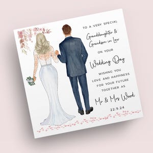 Carte de mariage petite-fille et beau-fils | le jour de votre mariage | Cadeaux de mariage