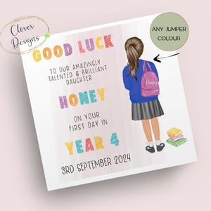 personnalisée 1er jour d'école | Premier jour de la 4e année | 1er jour de la quatrième année | Bonne chance à l'école | Fille | Petite-fille