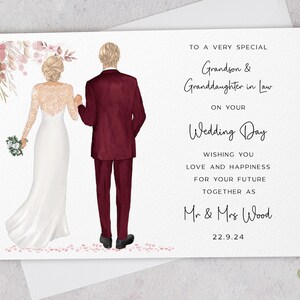 Carte de mariage petit-fils et belle-fille | le jour de votre mariage | Cadeaux de mariage