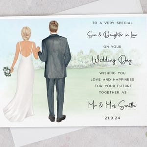 Cartão de casamento Son & Daughter Law | Cartão no dia do seu casamento | Presentes de casamento