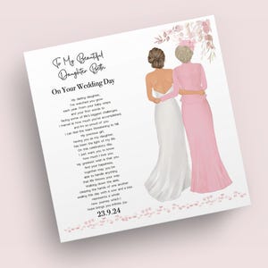 filha em seu dia do casamento cartão comemorativo | Cartão de casamento com poema | Cartão de casamento para filha da mãe mãe