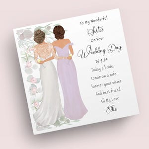 A mia sorella per il giorno delle tue nozze / Biglietto di auguri per le nozze della sorella / Regali per biglietti di auguri per le nozze