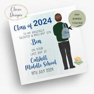 Tarjeta de salida escolar personalizada / Último día de clases / Escuela intermedia / secundaria / Promoción de 2024