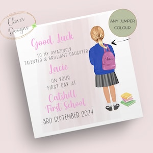 Tarjeta personalizada del primer día de clases / 1er día de escuela primaria / Buena suerte en la escuela