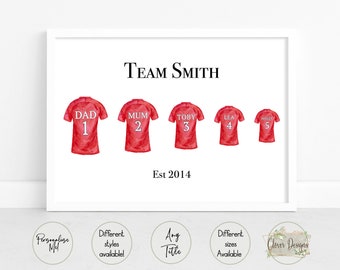 Personalised Football Shirt Print | Football Gift | Fathers Day Present