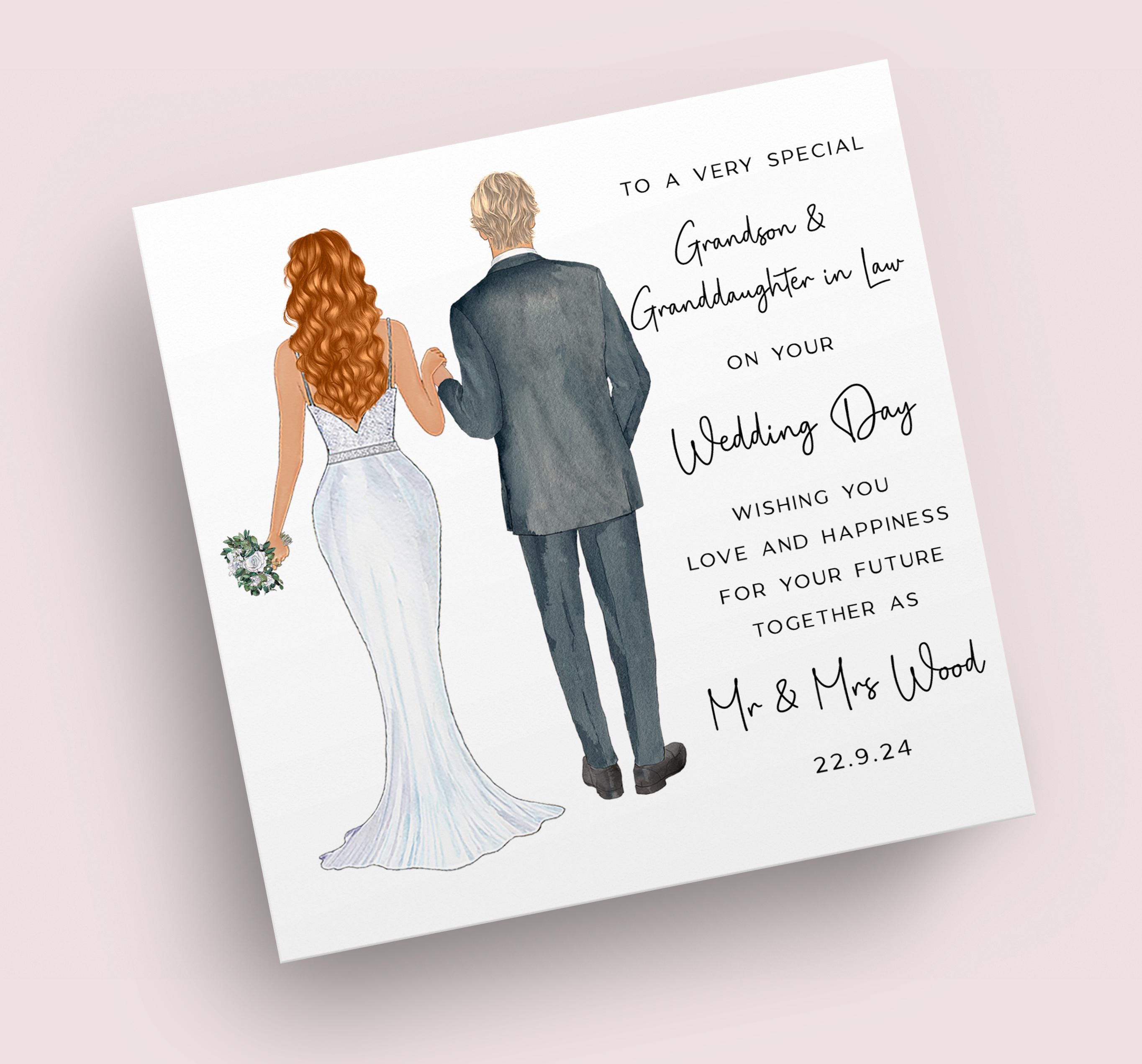 White Cotton Cards Handgefertigte Hochzeitskarte – Für Enkelin & Ehemann, 16 X 16 Cm, Mit Strass, Inkl. Umschlag