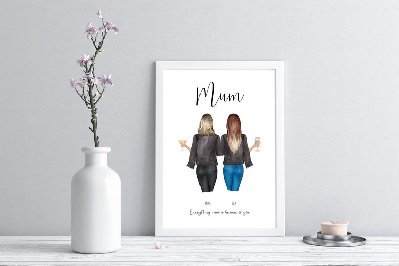 Mother and Daughter Print Birthday Gift Family Print Mum Gift Mothers Day Gift Daughter Gift PRINT ONLY image 1