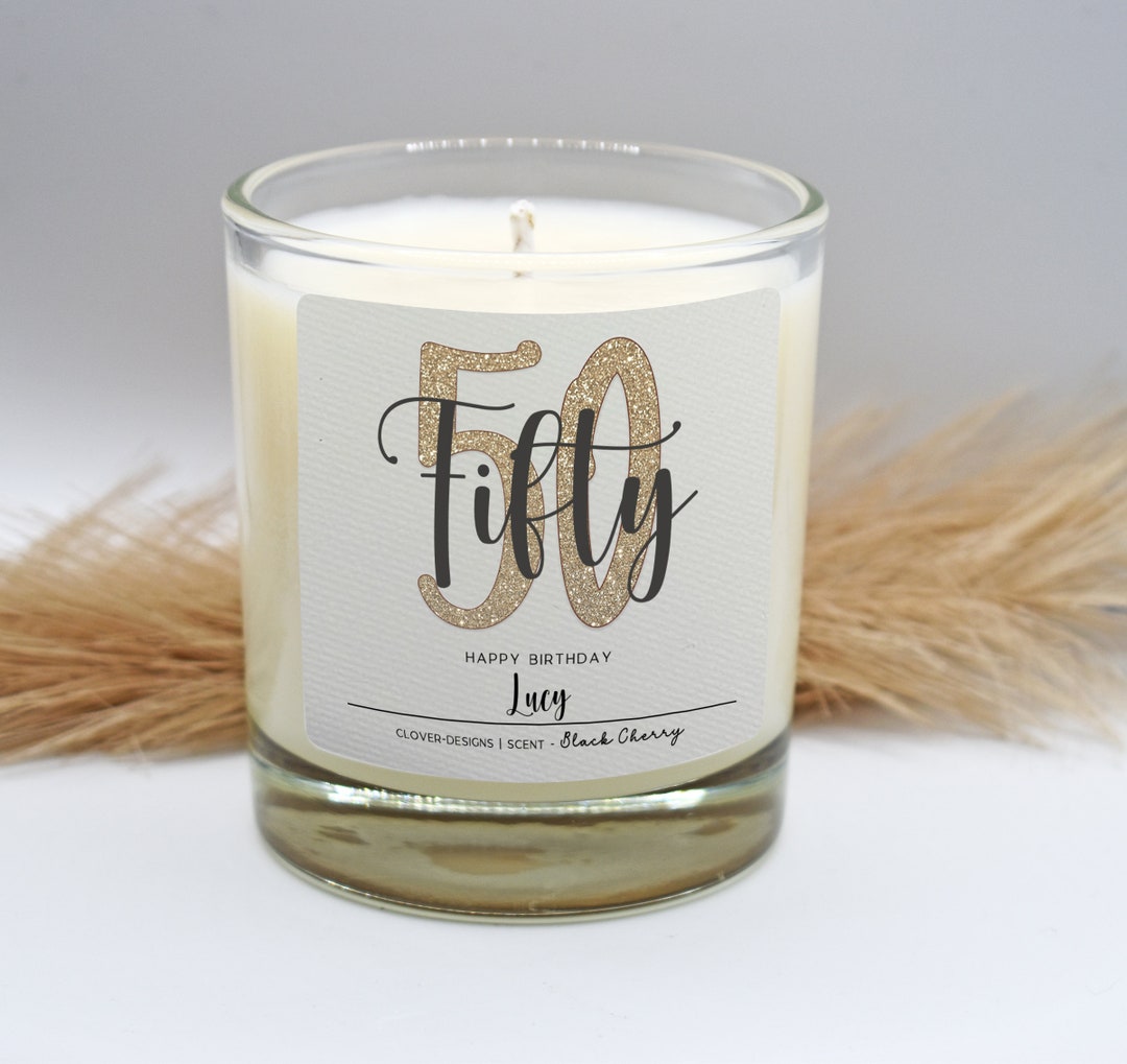 50th Birthday Candle Personalised Candle Birthday Gift Gift for Her