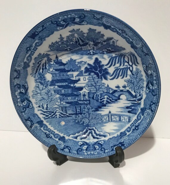 Blue Willow inspired yarn bowl lovebirds chinoiserie