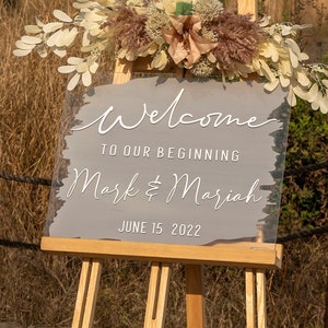 Brushed Back Acrylic Welcome Sign, Personalized painted back Welcome Sign, Back Painted Acrylic Wedding Welcome Sign, Painted Welcome Sign