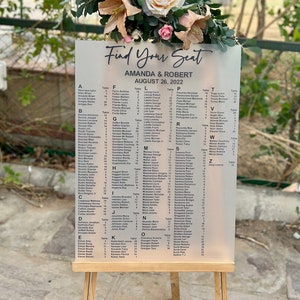 Frosted Acrylic Seating Chart, Wedding seating chart, wedding seating sign, Acrylic wedding sign, Seating chart, custom seating chart