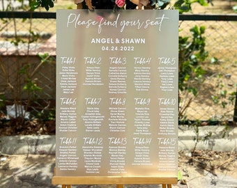Frosted Acrylic Seating Chart, Wedding seating chart, wedding seating sign, Acrylic wedding sign, Seating chart, custom seating chart