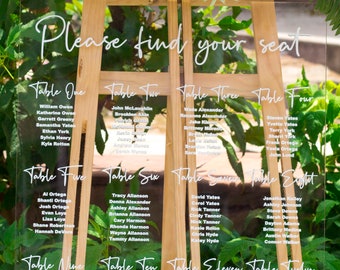 Acrylic seating chart, find your seat sign, custom seating chart, wedding seating sign, your seat awaits, wedding seat assignment sign