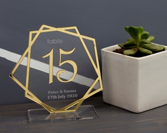 Números de mesa de ouro | Números de mesa | Números de mesa em acrílico | Casamento de número de mesa, decorações de luxo de centros de mesa, número de mesa de casamento