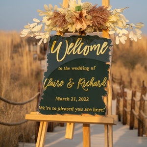 Brushed Back Acrylic Welcome Sign, Personalized painted back Welcome Sign, Back Painted Acrylic Wedding Welcome Sign, Engagement signs
