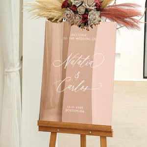 Placa de casamento em espelho - Placa de boas-vindas em espelho de ouro rosa - Sinalização de recepção de casamento - Bem-vindo ao casamento - Papelaria para casamento