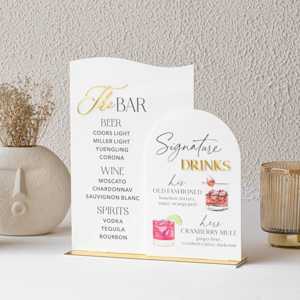 znak na drinki weselne - Koktajle weselne dla niego i dla niej - Znaki na bar weselny - menu koktajlowe - menu na drinki weselne - znak na drinki weselne