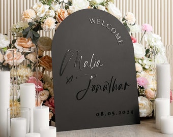 Arched Black Wedding Signs - Matte Black Acrylic Welcome Sign - Wedding Reception Decor - Wedding Ceremony Sign - modern wedding sign