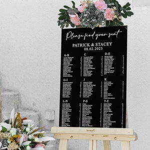 Black Acrylic Seating Chart, Wedding seating chart, wedding seating sign, Please Be Seated Wedding Sign, Wedding Guests Plan