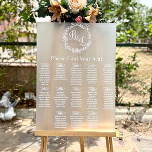 Frosted Acrylic Seating Chart, Wedding seating chart, wedding seating sign, Acrylic wedding sign, Seating chart, custom seating chart