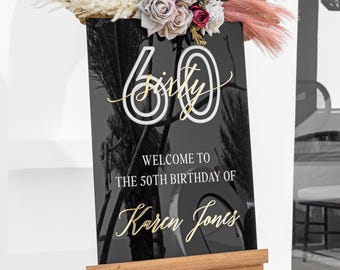 50th birthday welcome sign, Happy birthday acrylic welcome sign, Welcome Sign for Birthday Party, 16th 18th 20th 30th 40th 50th 60th 70th