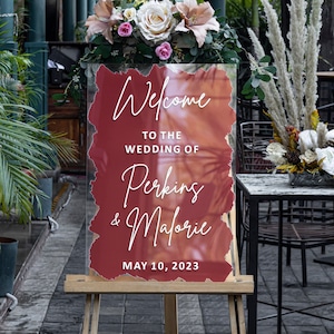 Brushed Back Acrylic Welcome Sign, Personalized painted back Welcome Sign, Back Painted Acrylic Wedding Welcome Sign, Engagement signs