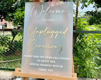 Unplugged Wedding Sign - Unplugged Ceremony Sign - Pick a Seat not a Side Wedding Sign - Wedding Signage - Frosted Acrylic Signs