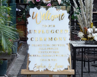 Unplugged Wedding Sign - Unplugged Ceremony Sign - Pick a Seat not a Side Wedding Sign - Wedding Signage - Brushed back Acrylic Signs