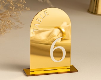 Mirror Gold Acrylic Table Numbers | Arch Table Numbers | Acrylic Table Numbers | Table Numbers Wedding Decoration | Wedding Table Decor