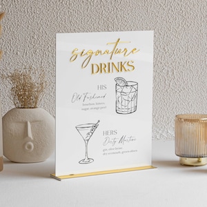 enseigne de boisson signature de mariage - enseigne de cocktail signature - enseignes de bar de mariage - enseigne de bar - menu de boissons de signature - enseigne de boisson de mariage