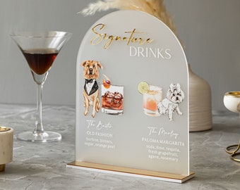 Signature Drinks Sign, Pet Signature Drink Sign, Signature Drinks Dog Sign, Wedding Bar Sign Dog, Acrylic Pet Bar Sign, dog signature drinks