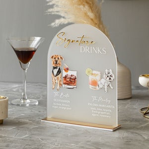 Signature Drinks Sign, Pet Signature Drink Sign, Signature Drinks Dog Sign, Wedding Bar Sign Dog, Acrylic Pet Bar Sign, dog signature drinks