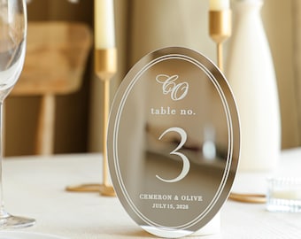 Wedding Table Numbers , Oval Acrylic Table Number, Modern Minimal Wedding Decor, Reception Table Numbers