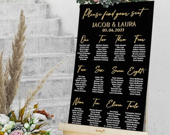 Black Acrylic Seating Chart, Wedding seating chart, wedding seating sign, Please Be Seated Wedding Sign, Wedding Guests Plan